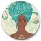 Designart - Portrait of Afro American Woman With Blue Hair I - Modern Metal Circle Wall Art